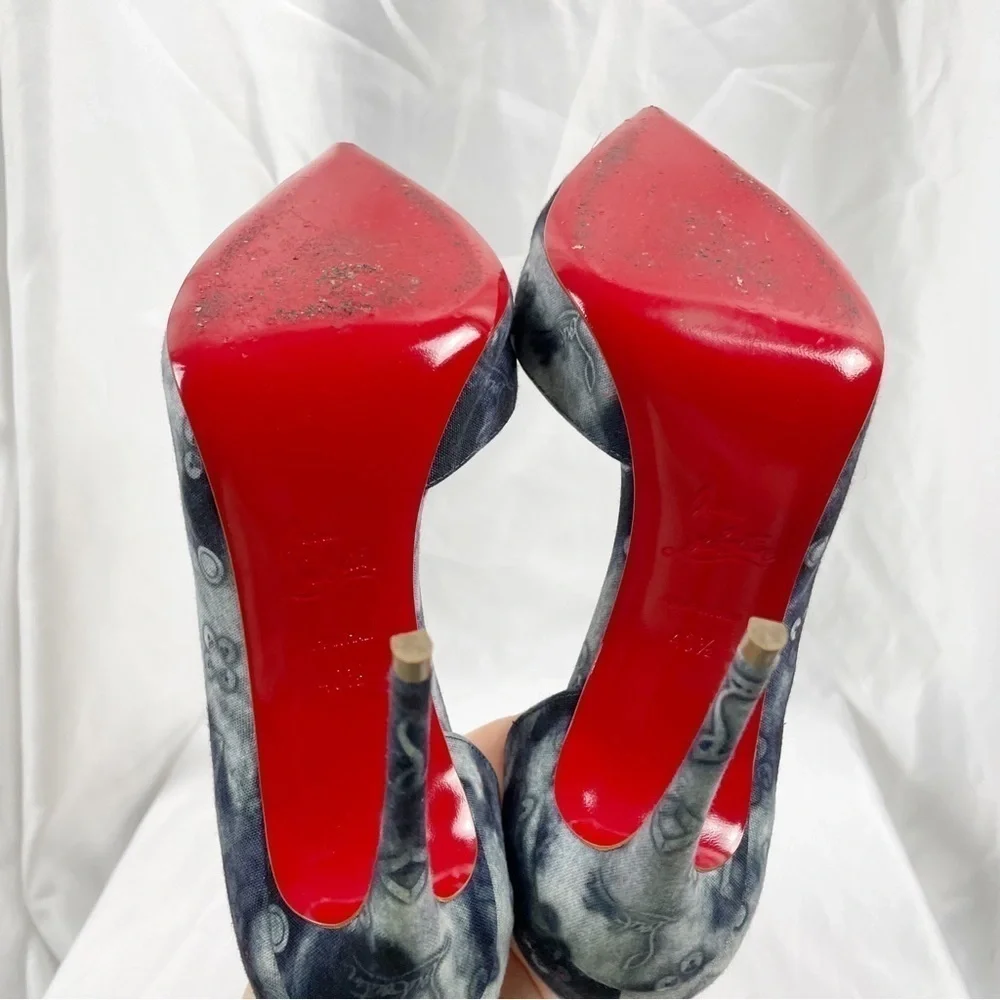 Christian Louboutin Iriza Jean Punk Pointed Toe Logo Stiletto Pumps EU 40.5